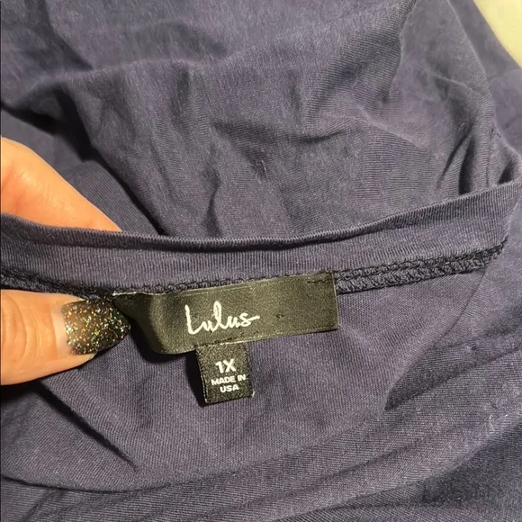 Navy Blue Sleeveless dress with shoulder pads and open back, lulus - Picture 2 of 3